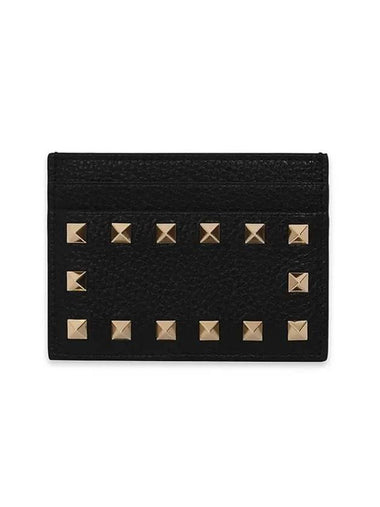 Rockstud Card Wallet Black - VALENTINO - BALAAN 1