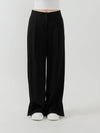 Meryl low rise pin tuck hem side slits straight semi wide slacks black MERYL15BK - RAMUSTUDIO - BALAAN 3