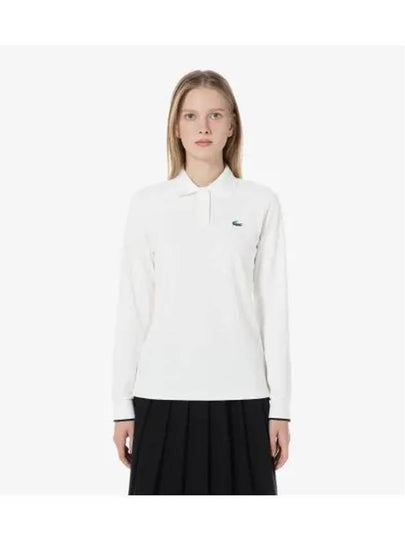 Women s Color Tipping Point Long Sleeve Polo OFFWHITE Off White - LACOSTE - BALAAN 2