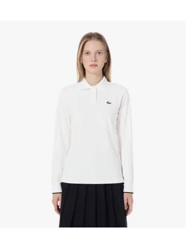 Women s Color Tipping Point Long Sleeve Polo OFFWHITE Off White - LACOSTE - BALAAN 1