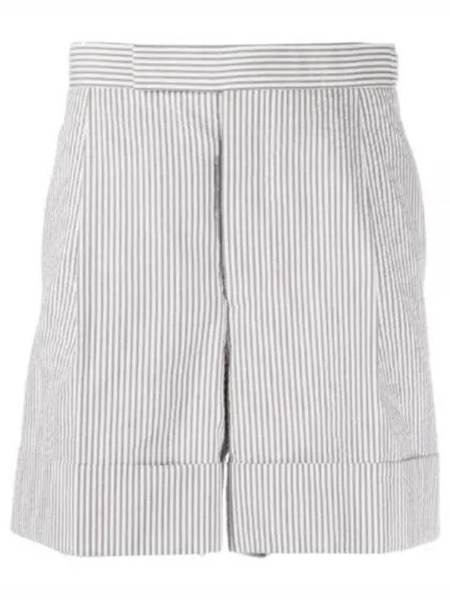 Men's Seersucker Gross Grain Cuff Shorts Medium Grey - THOM BROWNE - BALAAN 2