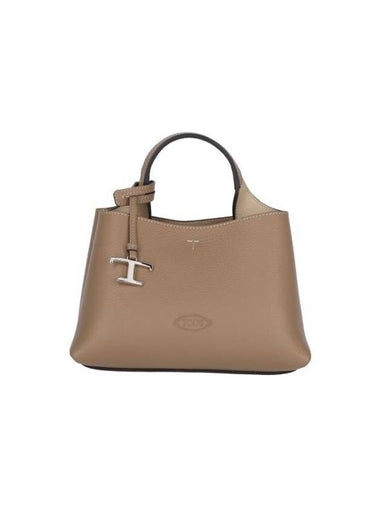 Logo Charm Leather Micro Tote Bag Brown - TOD'S - BALAAN 1