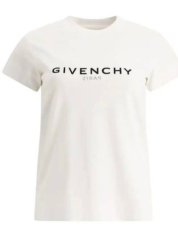 Women's Reverse Slim Fit Short Sleeve T-Shirt White - GIVENCHY - BALAAN.
