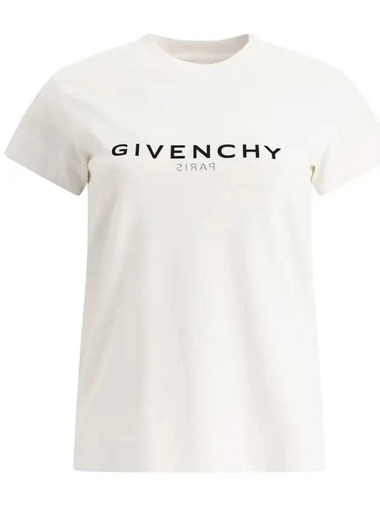 Women's Reverse Slim Fit Short Sleeve T-Shirt White - GIVENCHY - BALAAN.