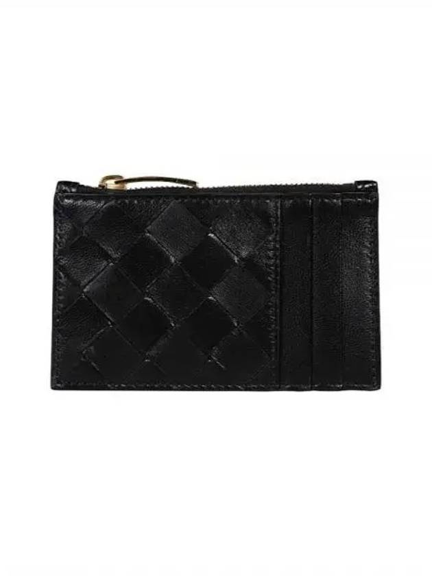 Intrecciato Zipper Leather Card Wallet Black - BOTTEGA VENETA - BALAAN 2