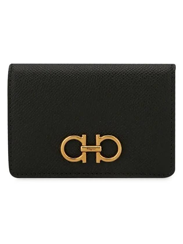 Gancini Leather Card Wallet Black - SALVATORE FERRAGAMO - BALAAN 4