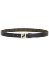 FF Squared Leather Belt Black Brown - FENDI - BALAAN 4