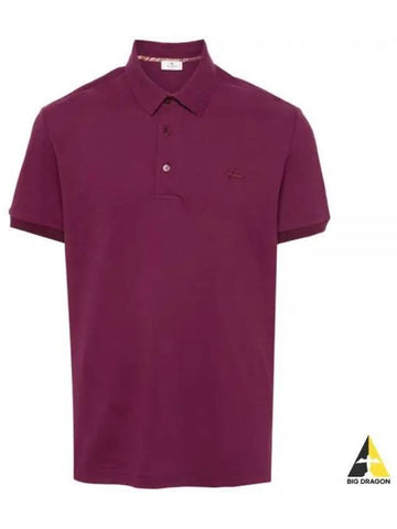 MRMD0006AC174 F0130 Pegaso logo embroidered paisley undercollar short sleeve polo shirt - ETRO - BALAAN 1