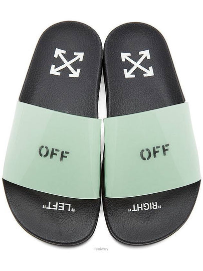 Women's Off-Stamp Logo Print Slippers Green - OFF WHITE - BALAAN 2