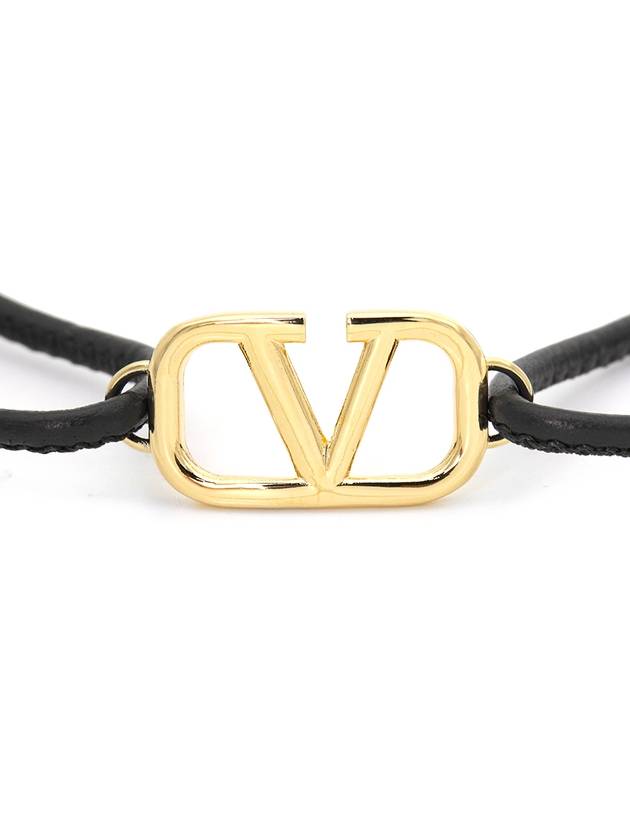 Garavani V Logo Signature Leather Bracelet Black - VALENTINO - BALAAN 5