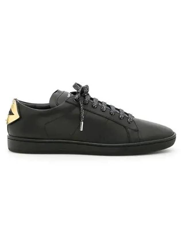 Signature Court Classic Lips Leather Low Top Sneakers Black - SAINT LAURENT - BALAAN 2