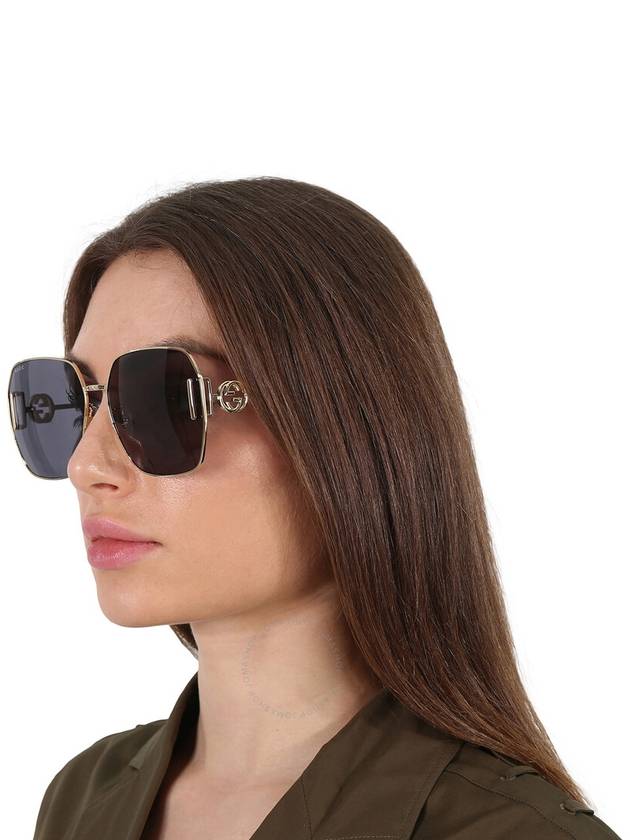 Eyewear Shiny Gold Frame Sunglasses Gray - GUCCI - BALAAN 3