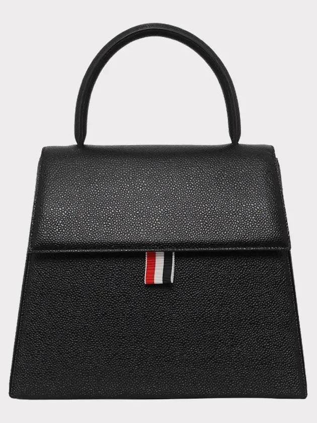 Trapeze Leather Tote Bag Black - THOM BROWNE - BALAAN 4