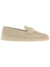 Triangle Logo Suede Loafers Beige - PRADA - BALAAN 2