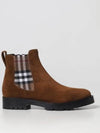 Vintage Check Detail Suede Chelsea Boots Chocolate - BURBERRY - BALAAN 3