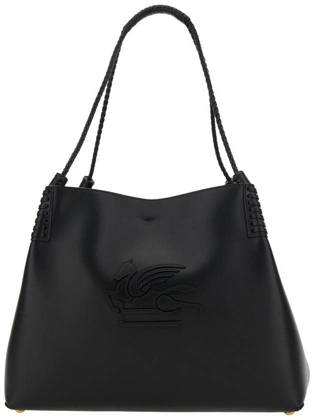 'Libra' Black Shoulder Bag With Maxi Logo On The Front In Leather Woman - ETRO - BALAAN 1