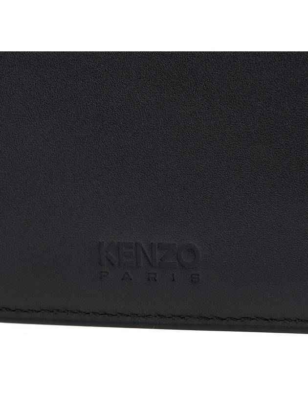 Logo Zipper Calf Leather Card Wallet Black - KENZO - BALAAN 8