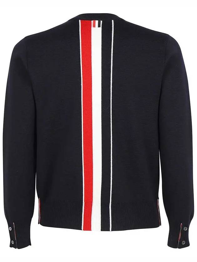 Center Back Striped Stitch Merino Wool Knit Top Navy - THOM BROWNE - BALAAN 3