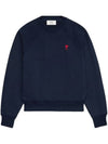 Heart Logo Organic Cotton Sweatshirt Navy - AMI - BALAAN 5