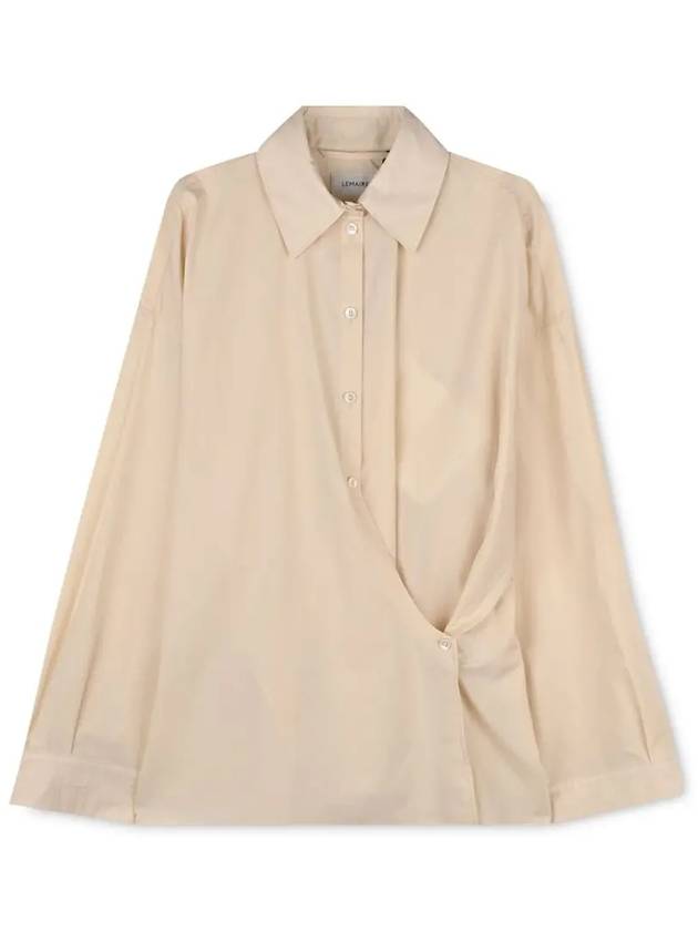 Dry Silk Straight Collar Twist Shirt Cream - LEMAIRE - BALAAN 4