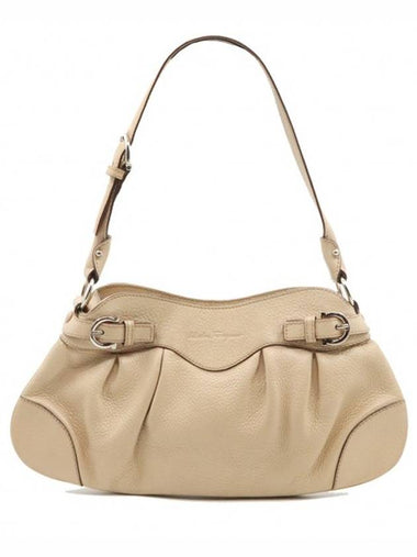 Women s Ferragamo 21 5839 Beige Calfskin Silver Clad Gancini Hobo Shoulder Bag gt Gangbuk used luxury goods - SALVATORE FERRAGAMO - BALAAN 1