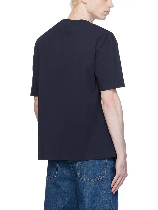 Logo Print Crew Neck Short Sleeve T-Shirt Navy - A.P.C. - BALAAN 4