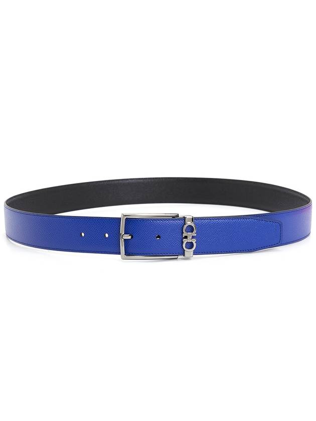 Gancini Reversible Adjustable Leather Belt Lapis Lazuli Black - SALVATORE FERRAGAMO - BALAAN 4