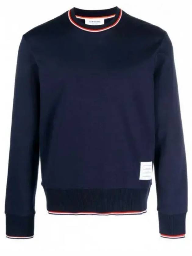 Logo Tab RWB Stripe Trimming Knit Top Navy - THOM BROWNE - BALAAN 2