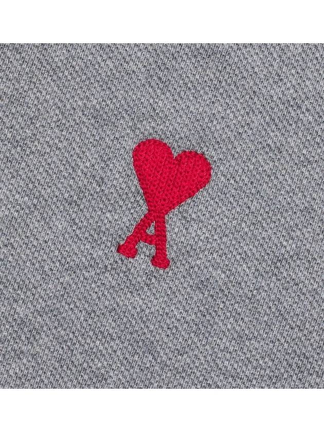 Small Heart Logo Polo Shirt Heather Grey - AMI - BALAAN 6