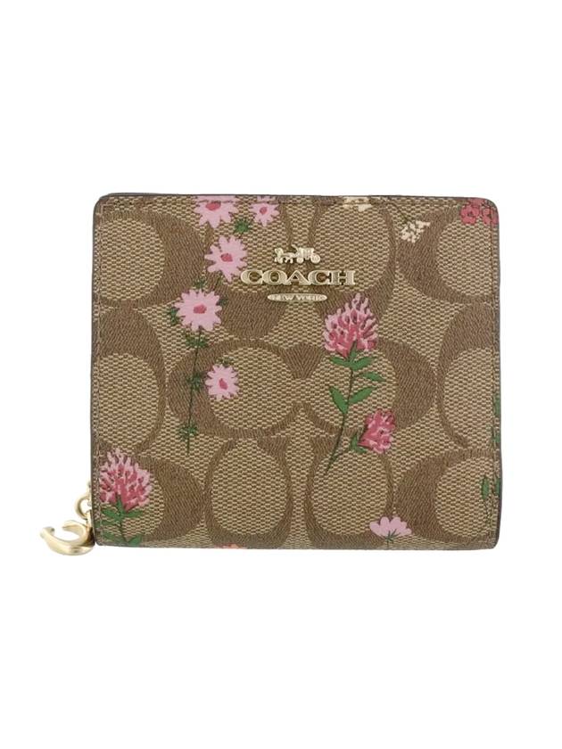 Flower Signature Canvas Snap Bicycle Wallet Gold Khaki - COACH - BALAAN 1