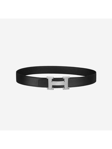 H Buckle 32MM Reversible Leather Belt Black - HERMES - BALAAN 1