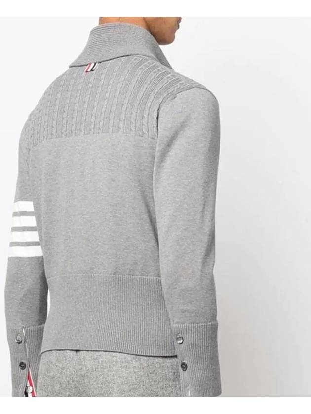 Men's Jersey Stitched Shawl Collar Cardigan Grey - THOM BROWNE - BALAAN 3