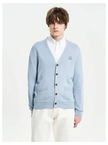 Men s Bold Foxhead Patch Regular Spring Fall Cardigan Light Blue Melange Domestic Product GM0024022162154 - MAISON KITSUNE - BALAAN 1