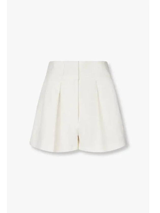 Women s Cotton Tweed Pleated Shorts White - EMPORIO ARMANI - BALAAN 1