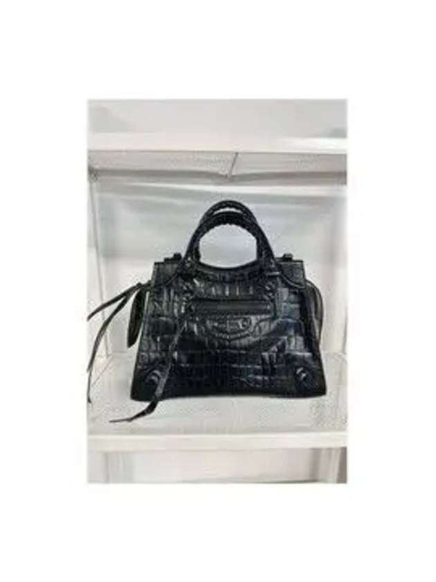 Neo Classic Croco Effect Leather Small Tote Bag Black - BALENCIAGA - BALAAN 8