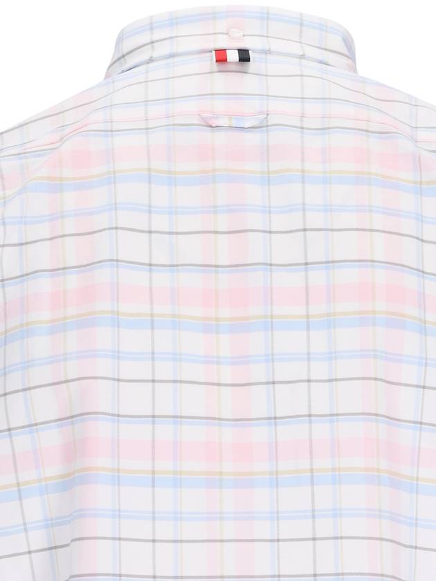 Men's Plaid Three Stripes Armband Oxford Long Sleeve Shirt Light Pink - THOM BROWNE - BALAAN 4