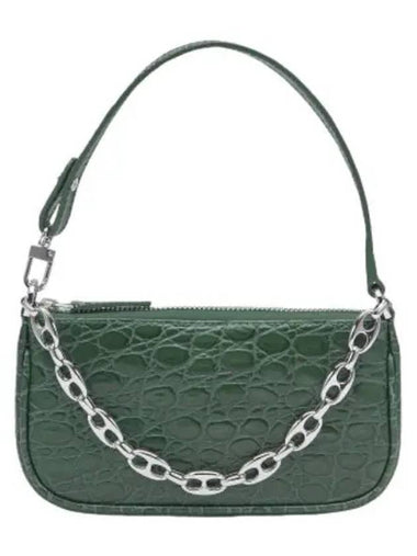 Bypa Mini Rachel Circular Crocker Embossed Leather Shoulder Bag Racer Green - BY FAR - BALAAN 1