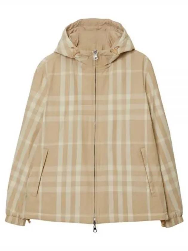 Check Nylon Reversible Hooded Jacket Soft Fawn - BURBERRY - BALAAN 2