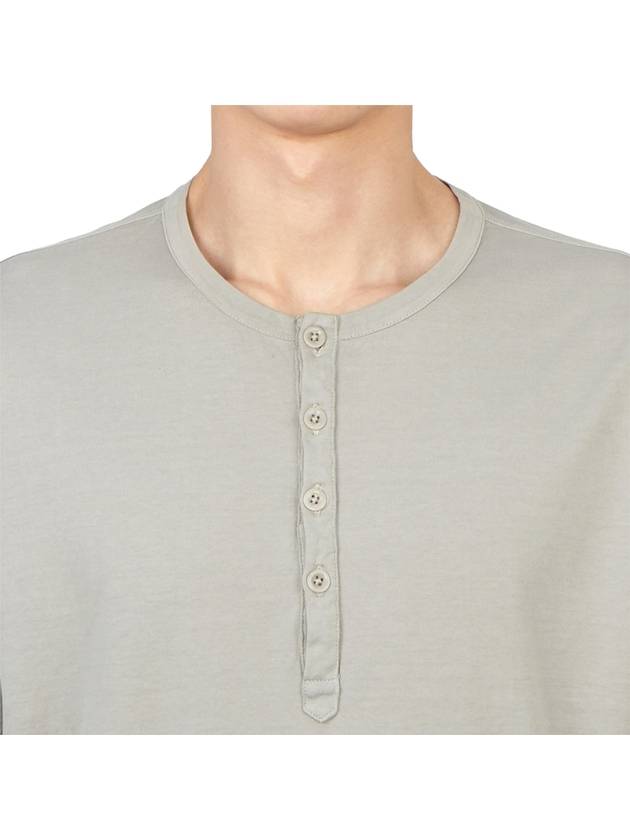 Men's Henry Neck Cotton Short Sleeve T-Shirt Grey - TEN C - BALAAN 7