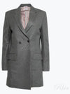 Women's Flannel Sports Wool Double Coat Medium Grey - THOM BROWNE - BALAAN 2