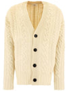 cable V-neck knit cardigan cream - AMI - BALAAN 3