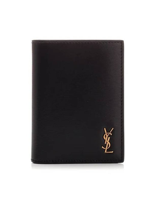 Monogram Gold Hardware Bifold Wallet Black - SAINT LAURENT - BALAAN 1