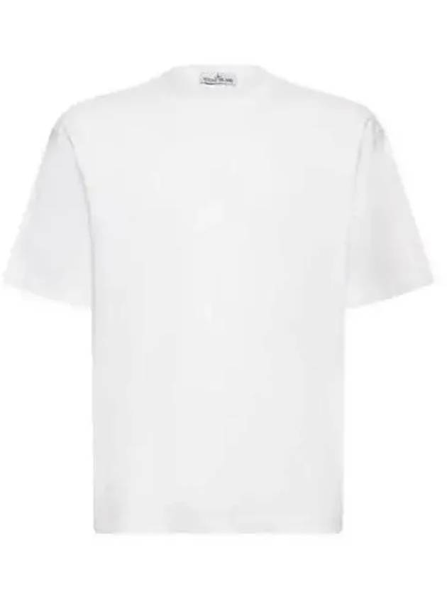 Fissato Effect Compass Embroidery Logo Short Sleeve T-shirt White - STONE ISLAND - BALAAN 2