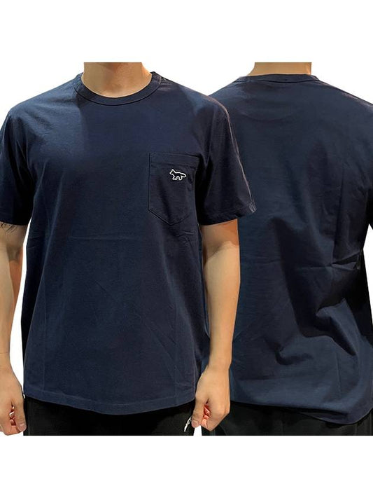 Navy Fox Patch Classic Pocket Short Sleeve T-Shirt Navy - MAISON KITSUNE - BALAAN 2
