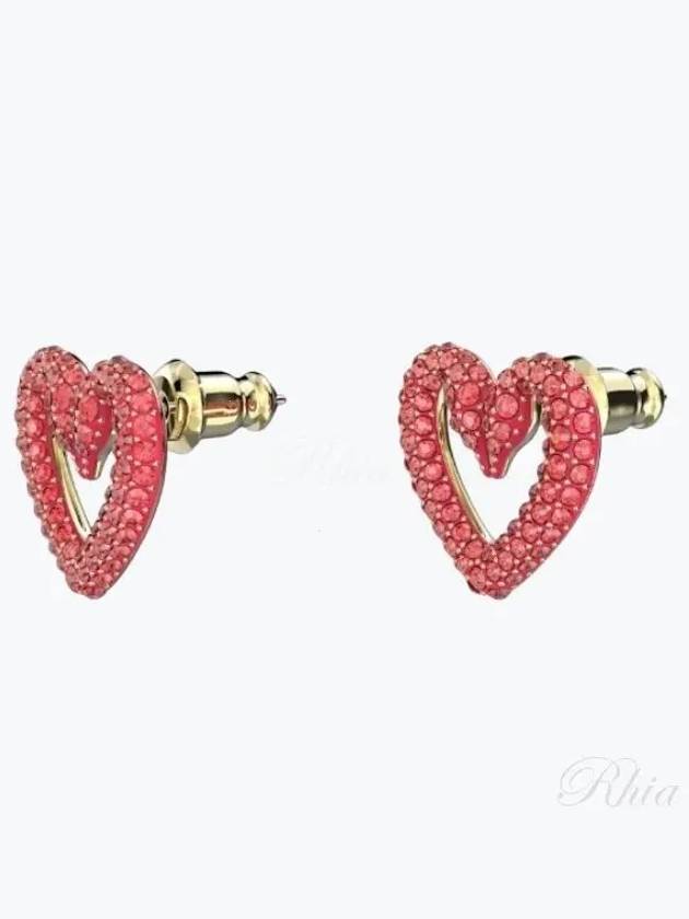 Sublima Swan Heart Stud Earrings Red - SWAROVSKI - BALAAN 2