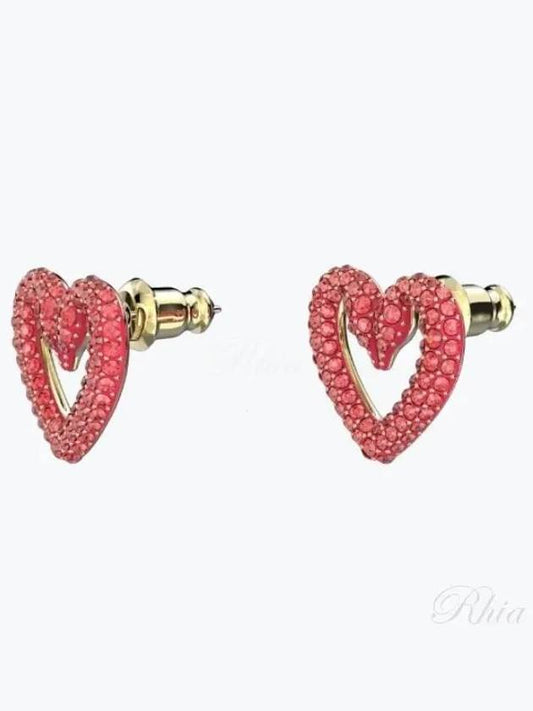 Sublima Swan Heart Stud Earrings Red - SWAROVSKI - BALAAN 2