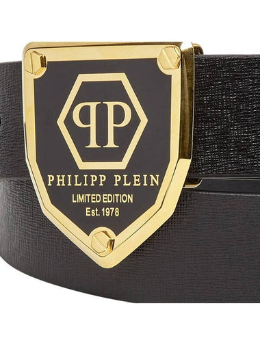 Men's Logo Hexagon Leather Belt FAAA MVA0696 PLE010N - PHILIPP PLEIN - BALAAN 1