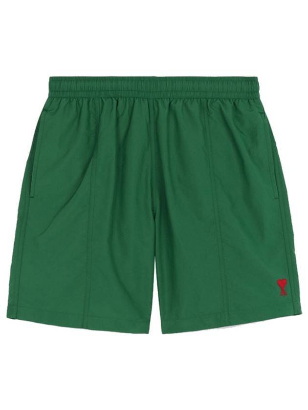 Men's Small Heart Logo Swim Shorts Green - AMI - BALAAN.