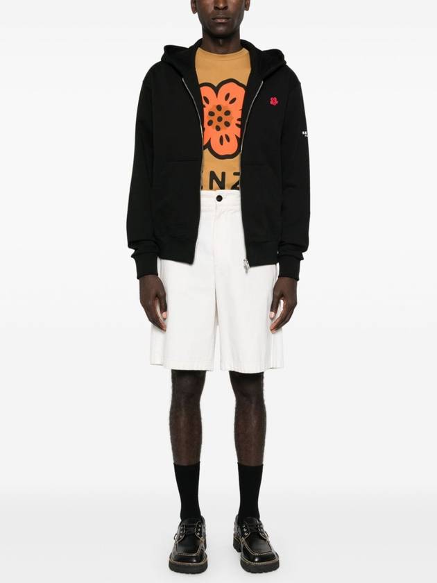 Boke Flower Embroidery Zip-Up Hoodie Black - KENZO - BALAAN 3