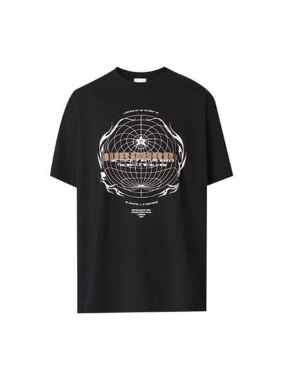 Graphic Print Overfit Cotton Short Sleeve T-Shirt Black - BURBERRY - BALAAN 2